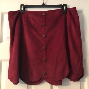 Maroon Scalloped Skirt | LC Lauren Conrad